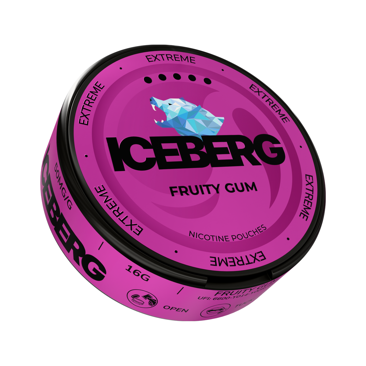ICEBERG Fruity Gum Extreme nikotinportioner, dosa (3D)