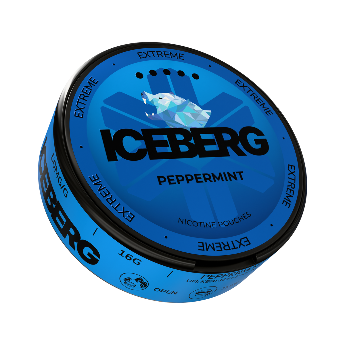 ICEBERG Peppermint Extreme nikotinportioner, dosa (3D)