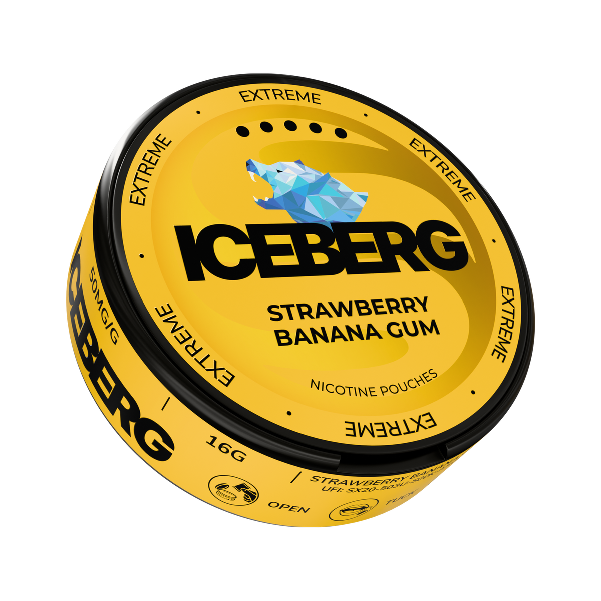 ICEBERG Strawberry Banana Gum Extreme nikotinportioner, dosa (3D)