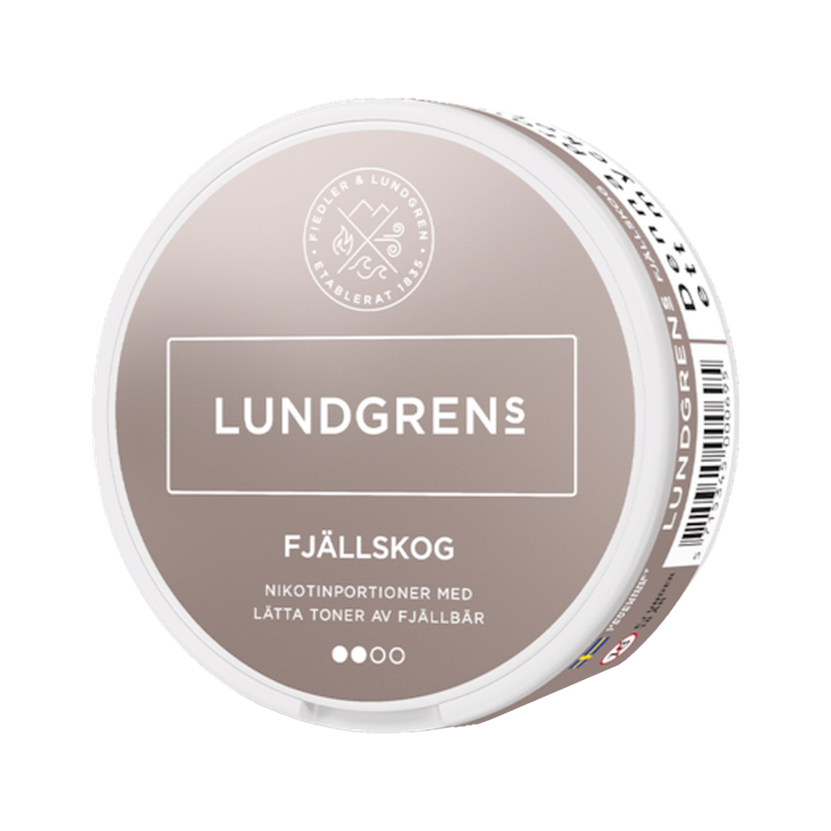 Lundgrens Fjällskog can, front