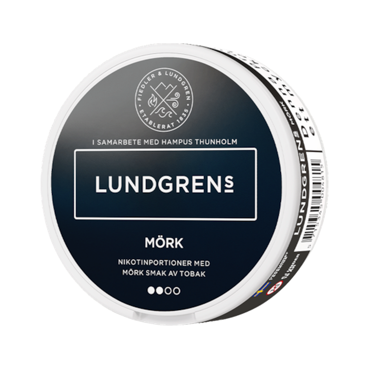 Lundgrens Mörk can, front