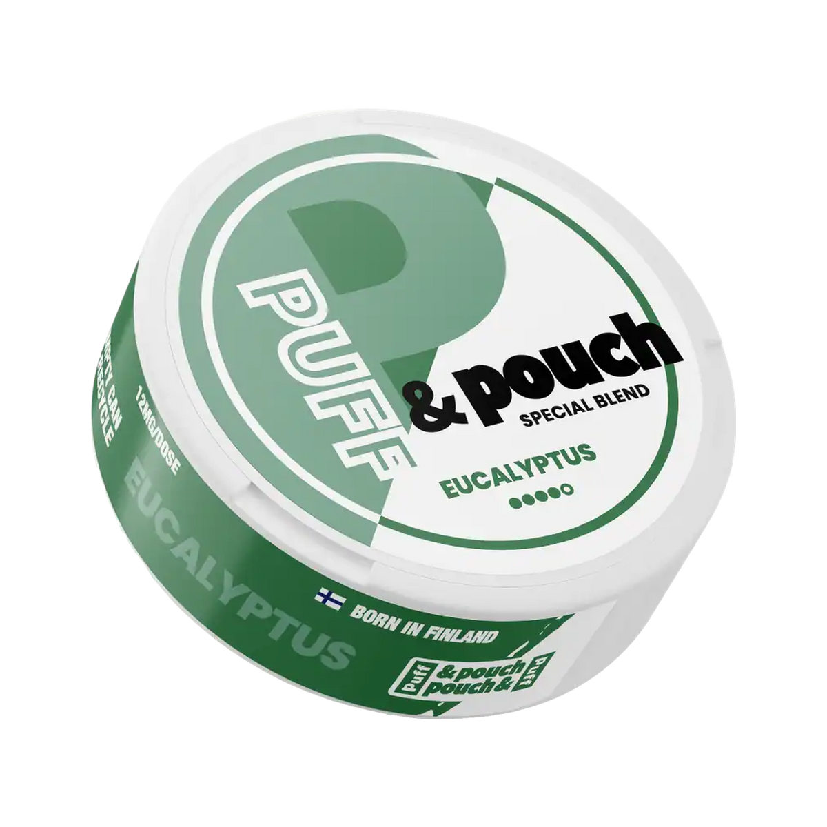 Puff & Pouch Eucalyptus 12 mg, envase, vista frontal