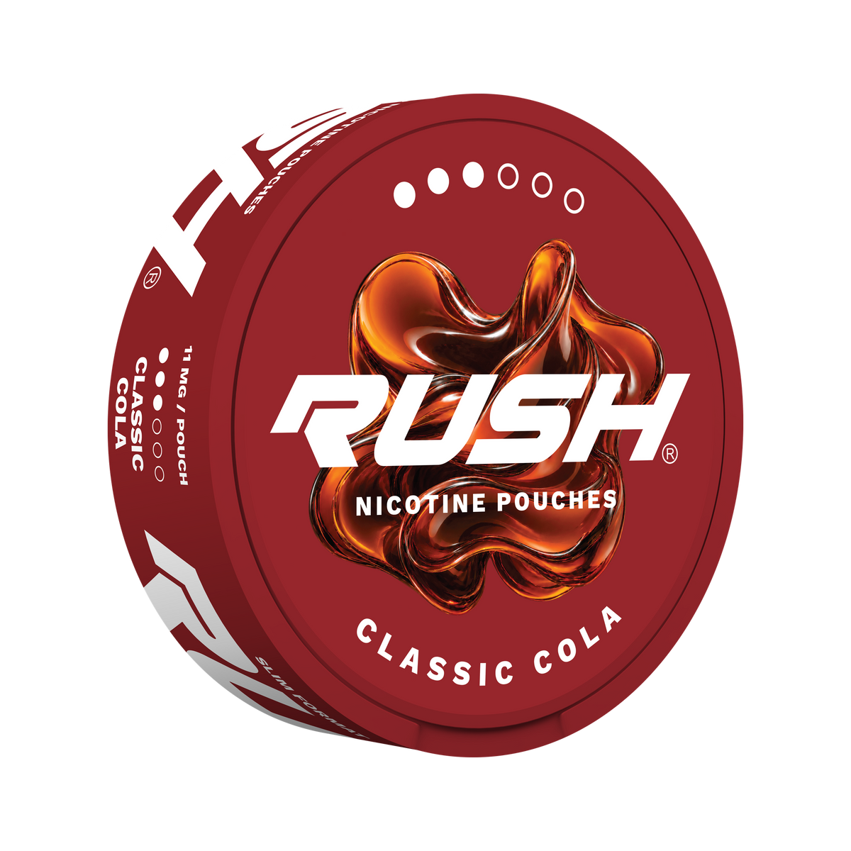 RUSH Pro Classic Cola nikotinpåsar, dosa (3D)