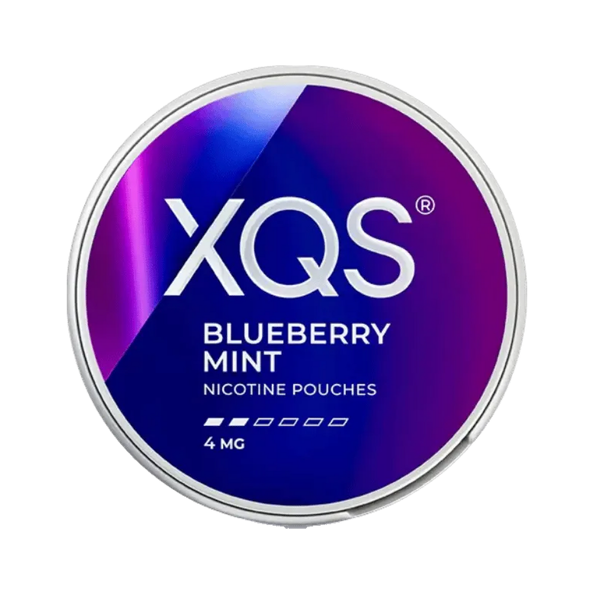 XQS Blueberry Mint Light 4 mg nicotine pouches, can front
