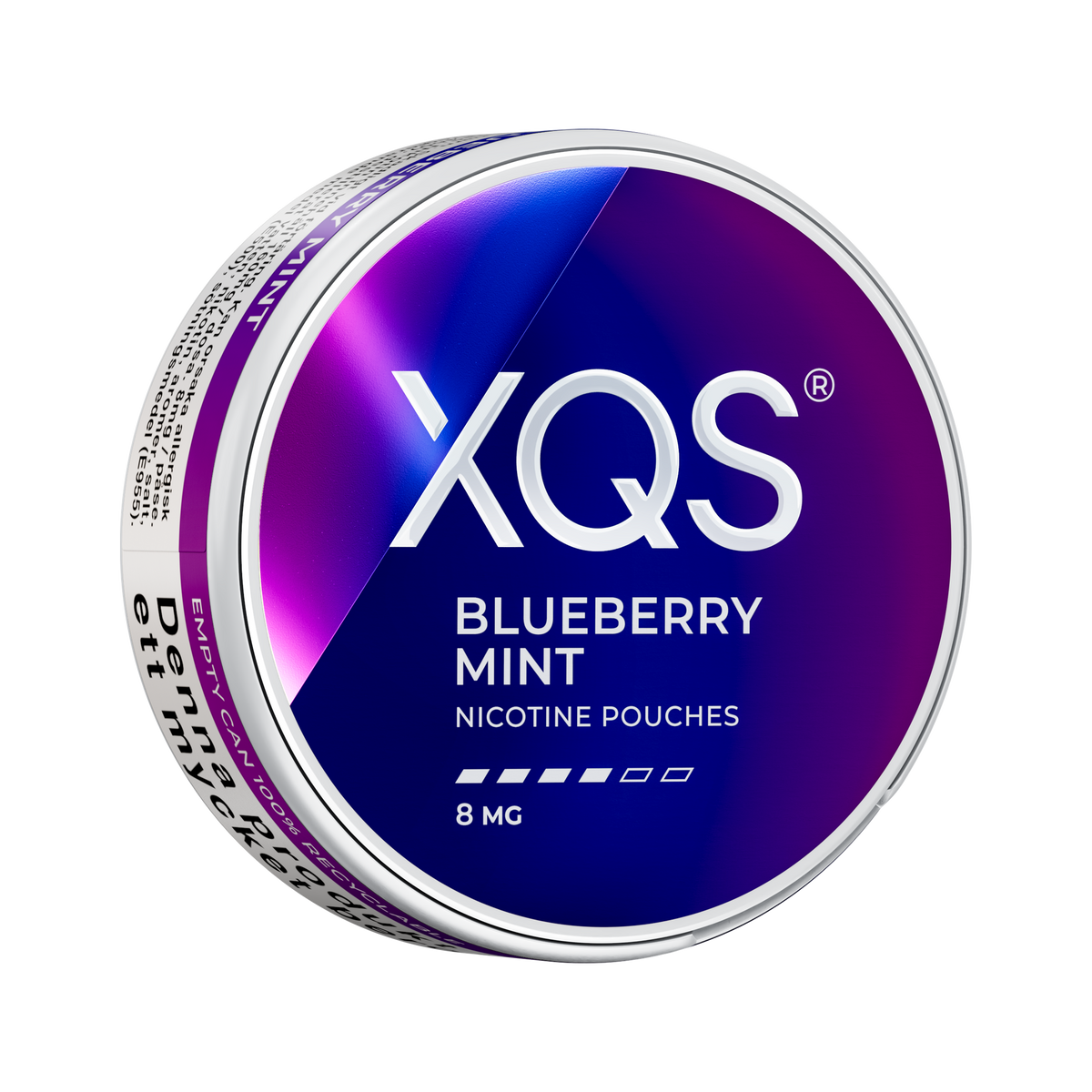 XQS Blueberry Mint 8mg, Dose, rechte Seitenansicht