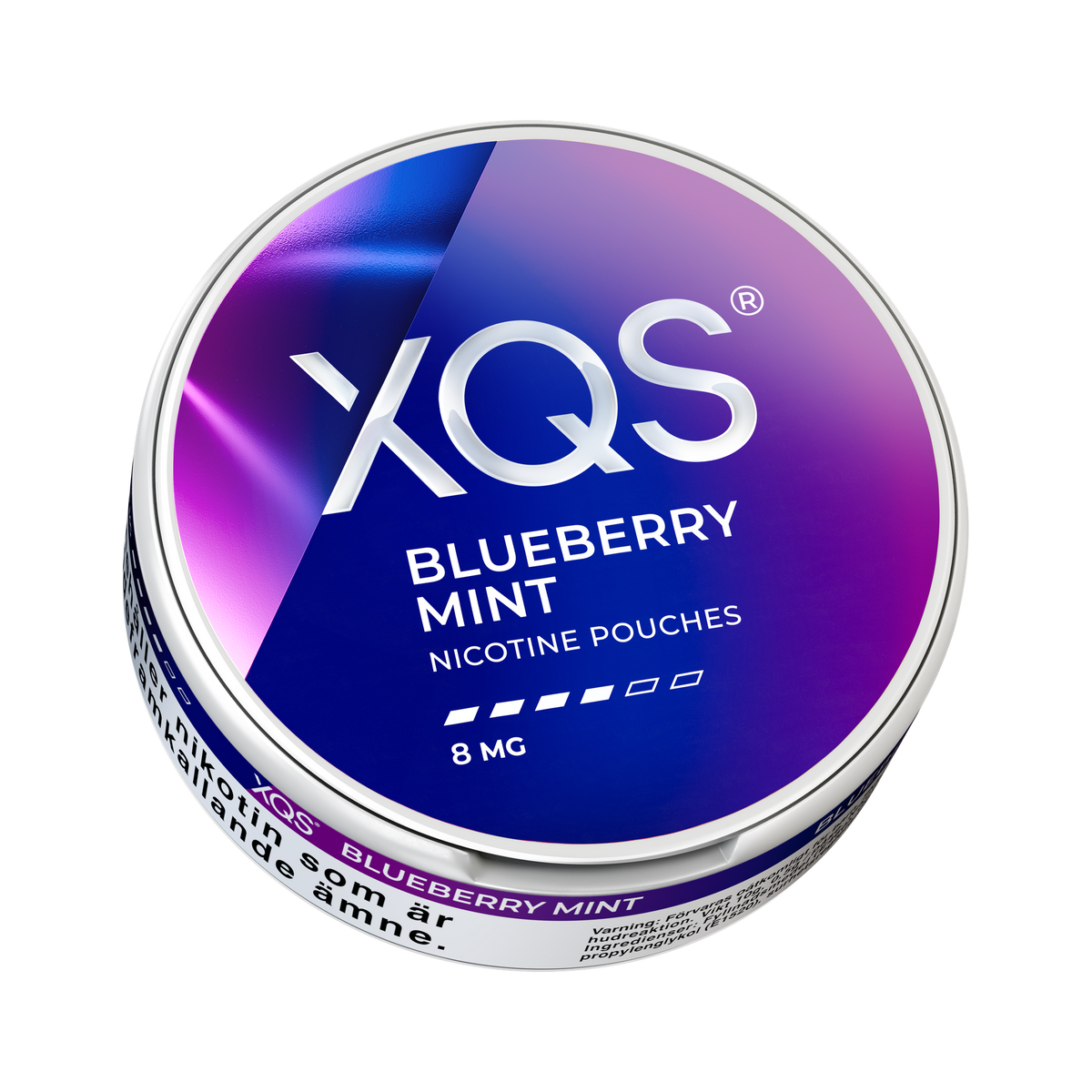 XQS Blueberry Mint 8mg, Dose, Ansicht von unten