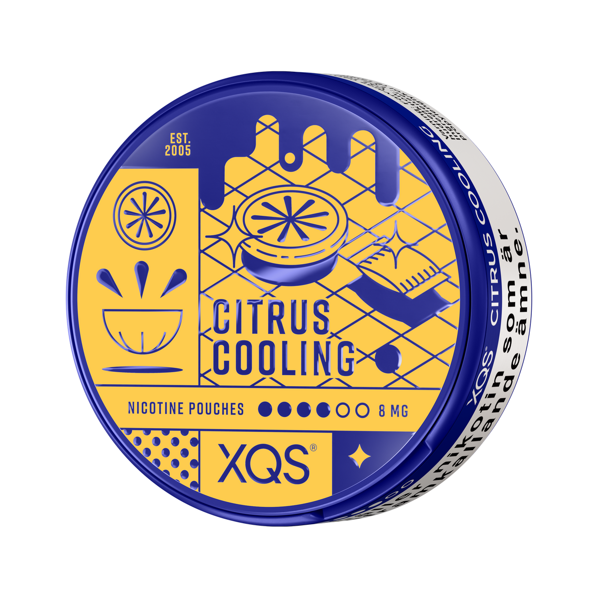 XQS Citrus Cooling 8mg, envase, vista lateral izquierda