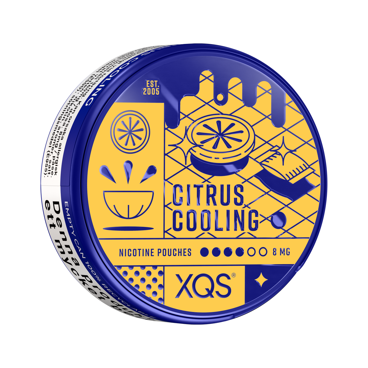 XQS Citrus Cooling 8mg, envase, vista lateral derecha