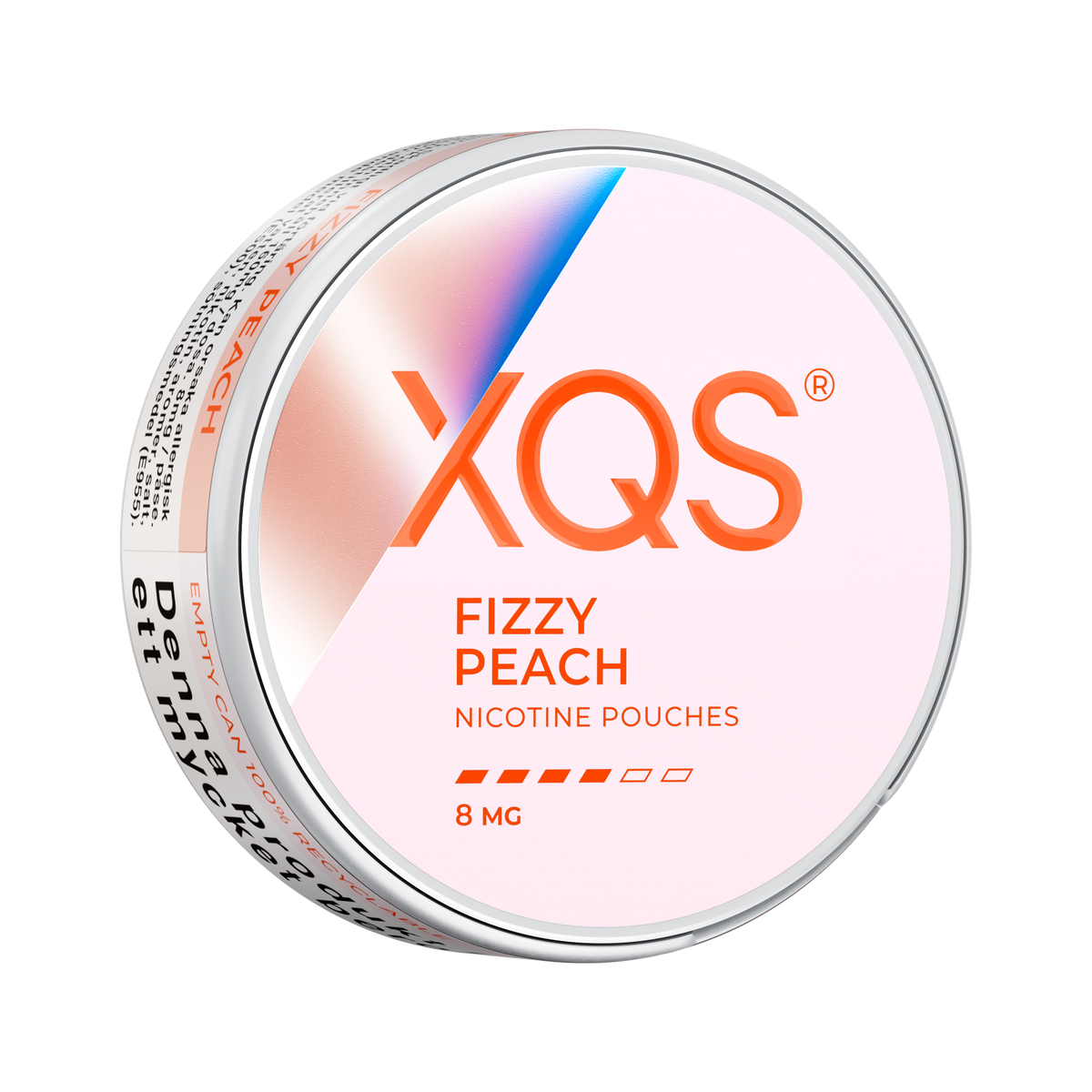 XQS Fizzy Peach 8mg, Dose, rechte Seitenansicht
