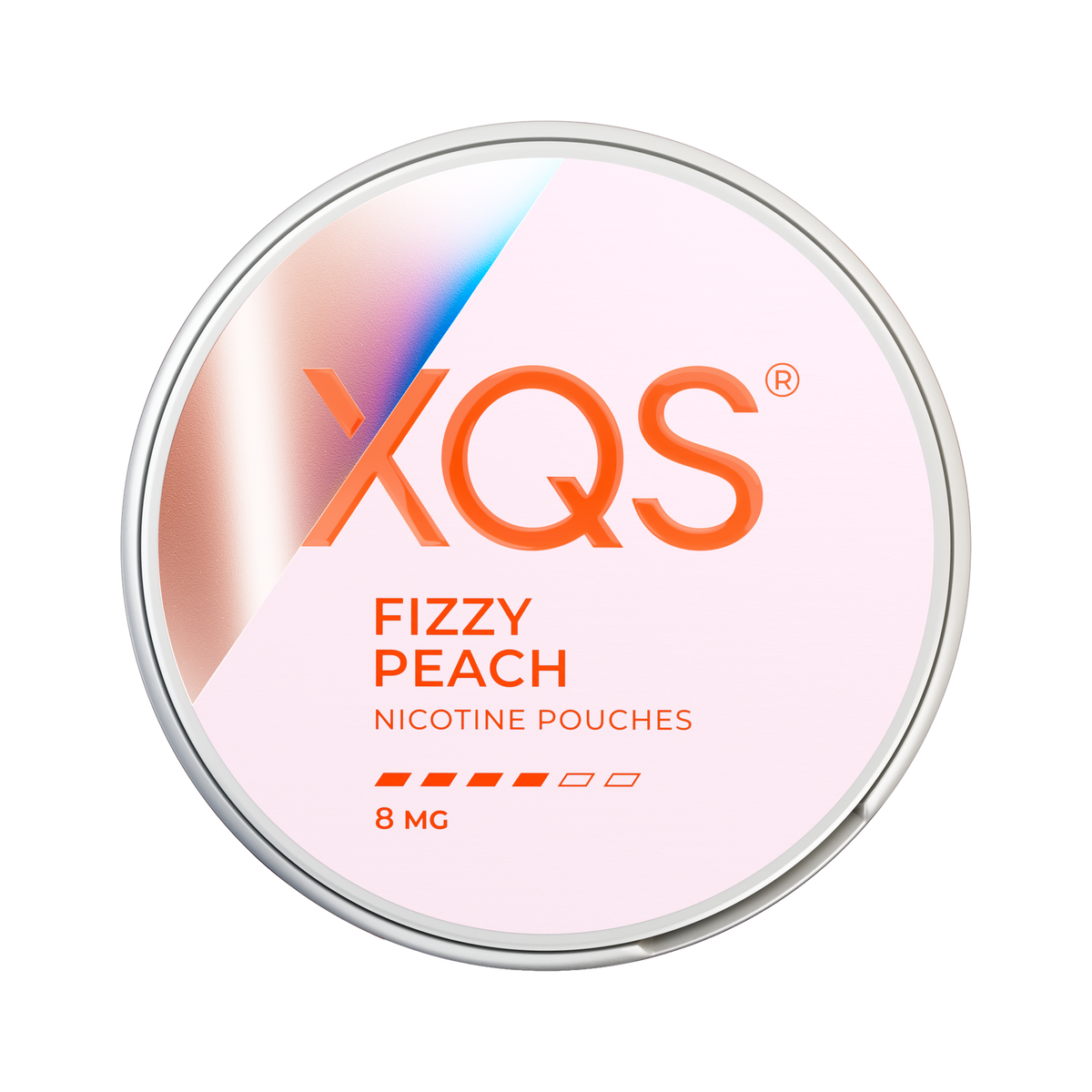 XQS Fizzy Peach Strong can, front