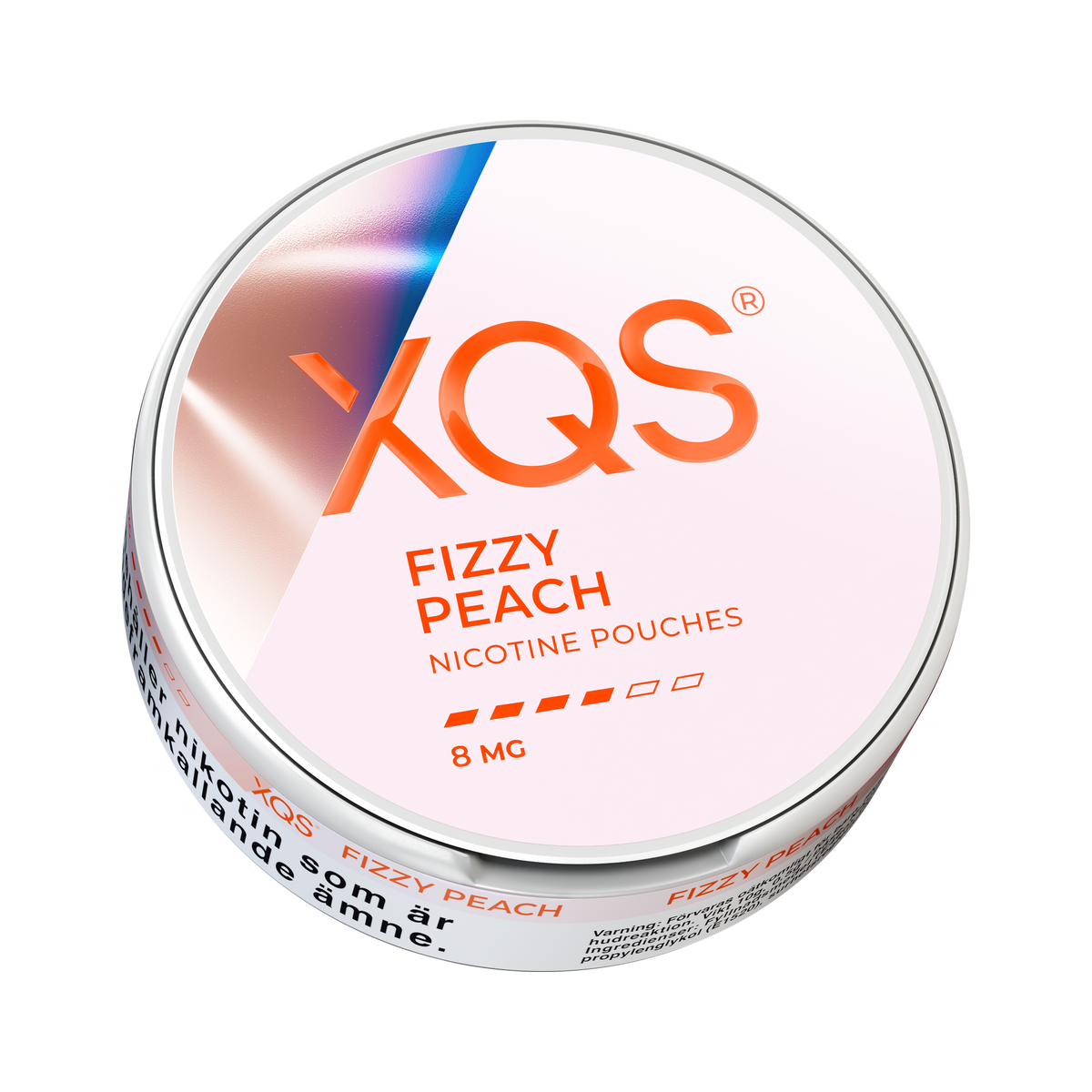XQS Fizzy Peach 8mg, Dose, Ansicht von unten