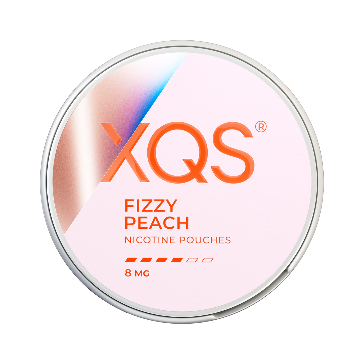 XQS Fizzy Peach 8mg, Dose, Vorderansicht