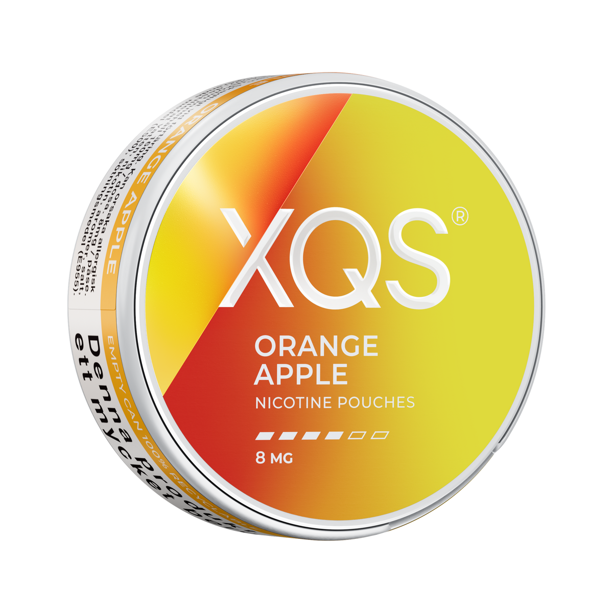 XQS Orange Apple 8mg, envase, vista lateral derecha