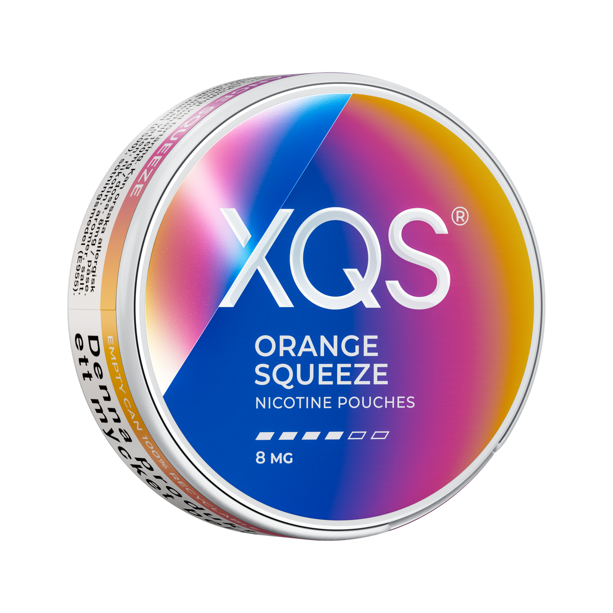 XQS Orange Squeeze 8mg, envase, vista lateral derecha