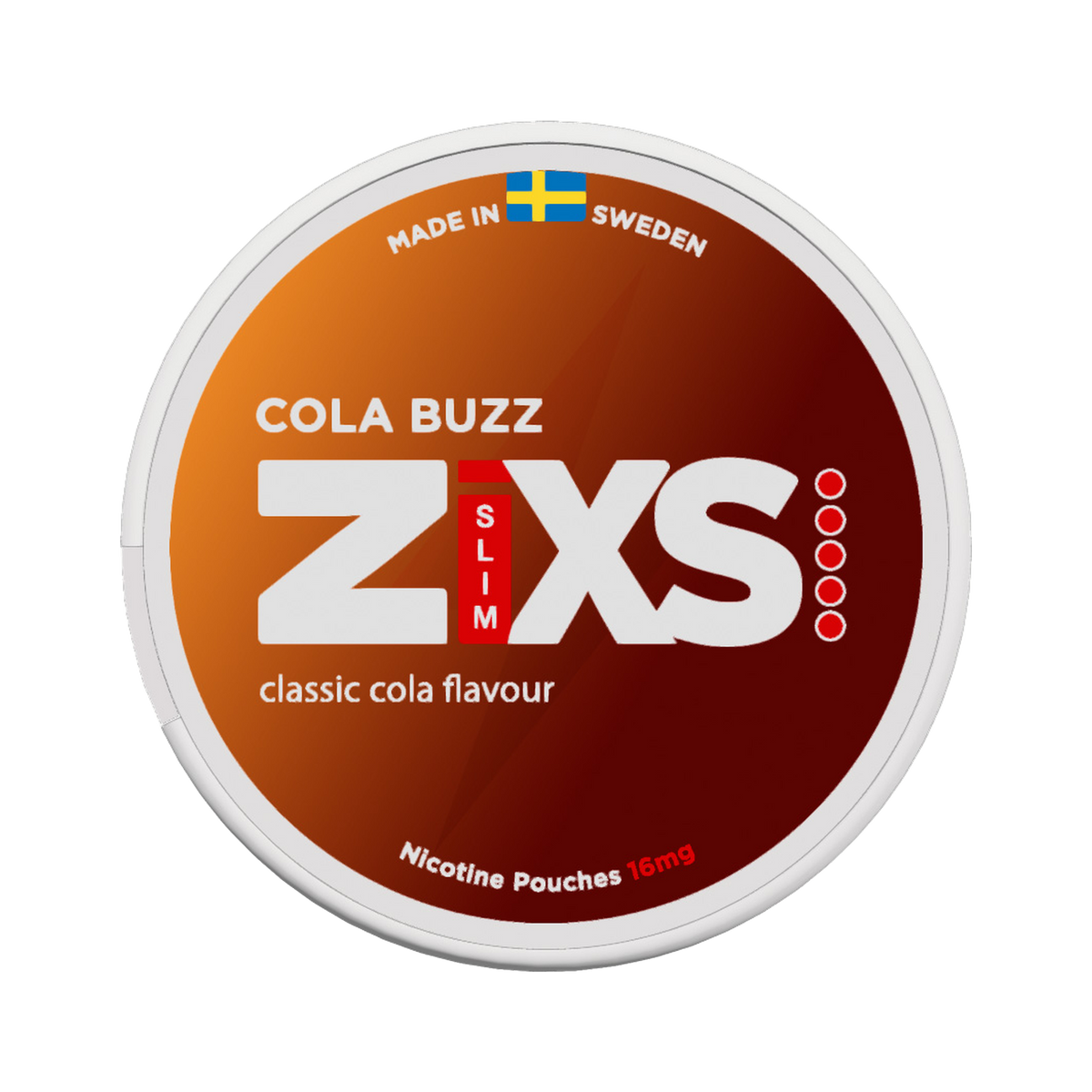 Zixs Cola Buzz Slim can, front