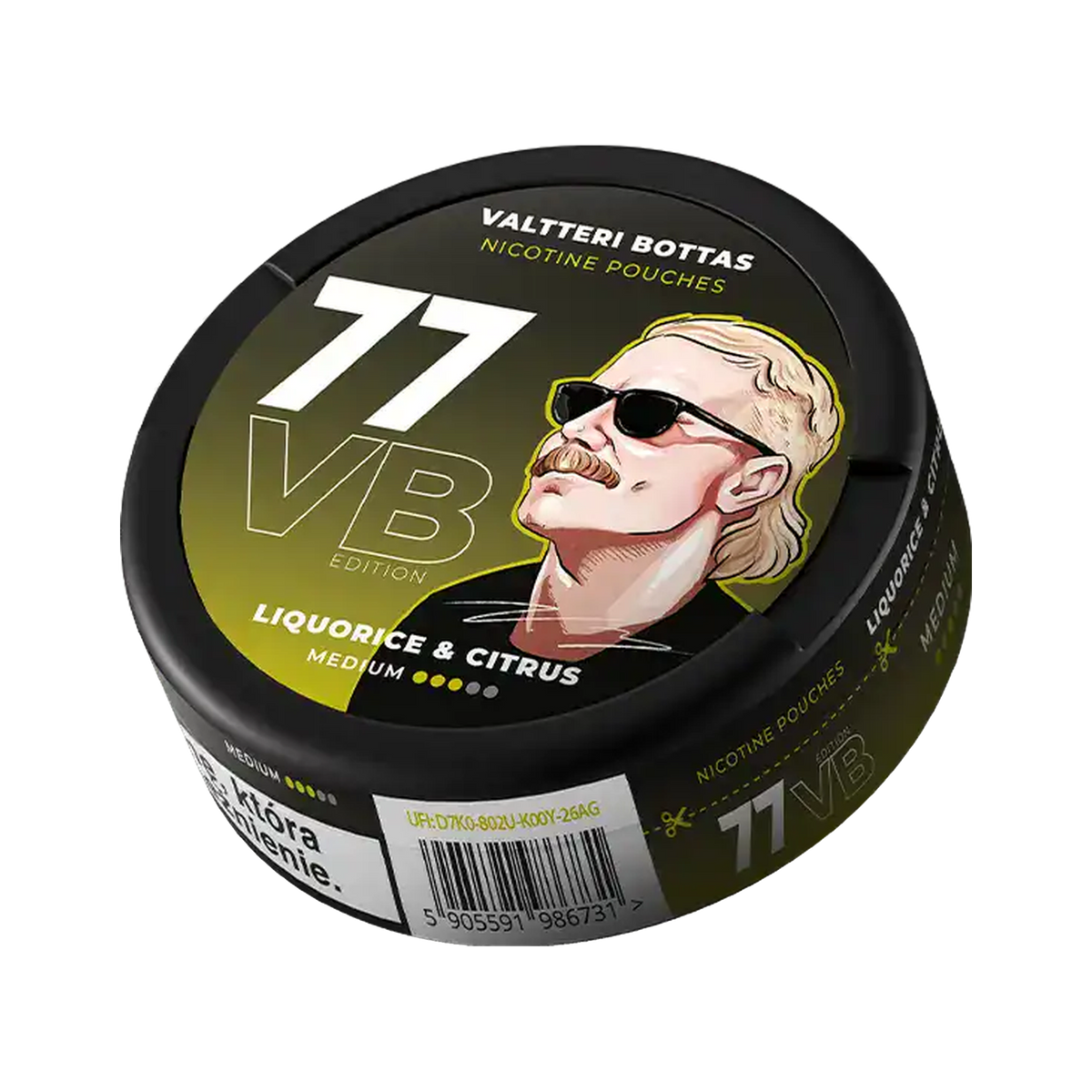 77 Liquorice Citrus VB Medium, envase, vista frontal