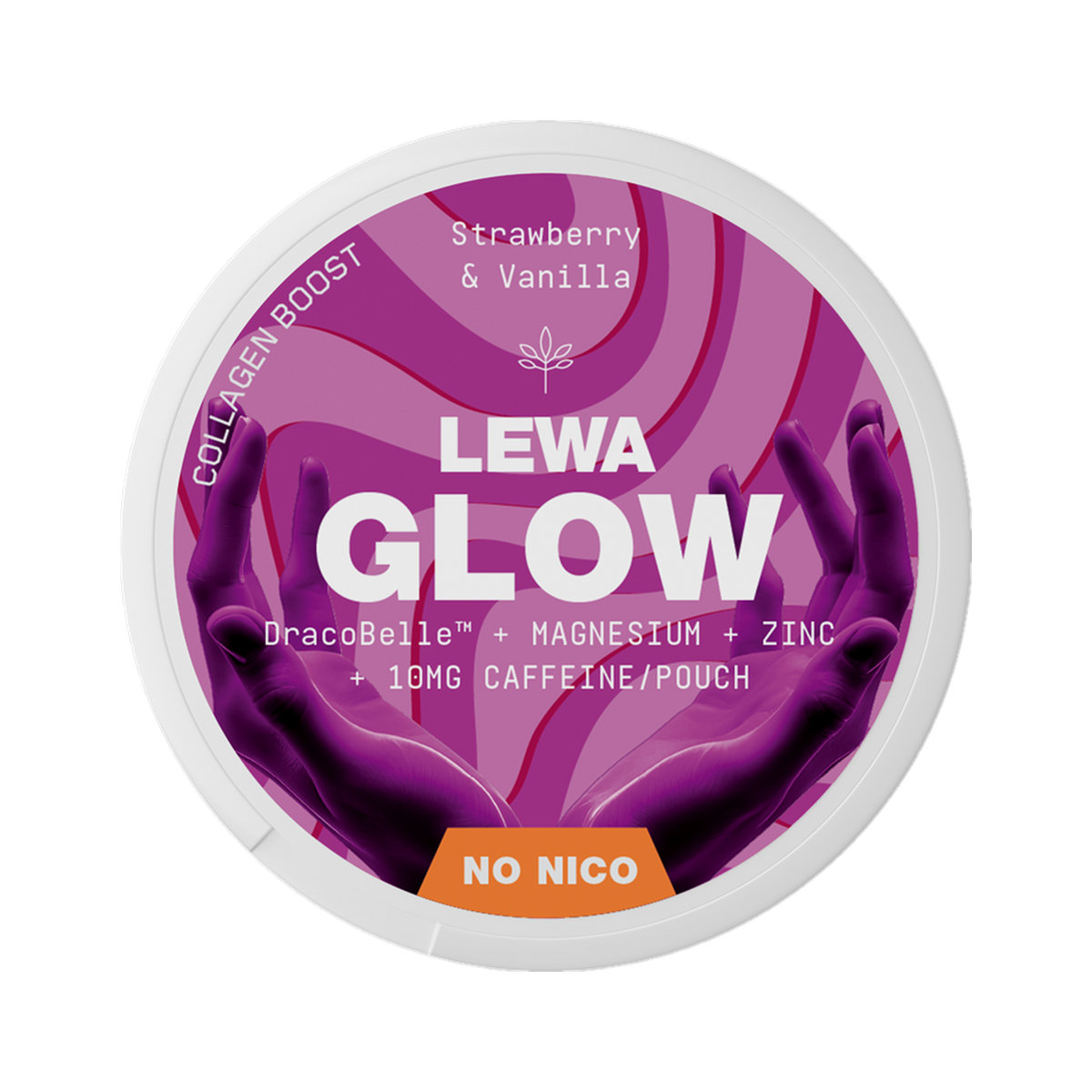 LEWA GLOW Strawberry & Vanilla Caffeine can, front