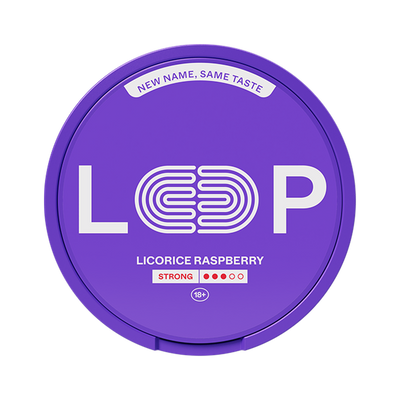 LOOP Licorice Raspberry Strong, envase, vista frontal