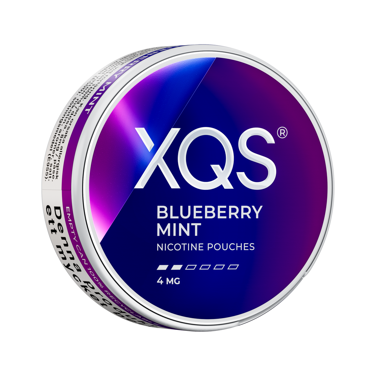 XQS Blueberry Mint 4mg, envase, vista lateral derecha