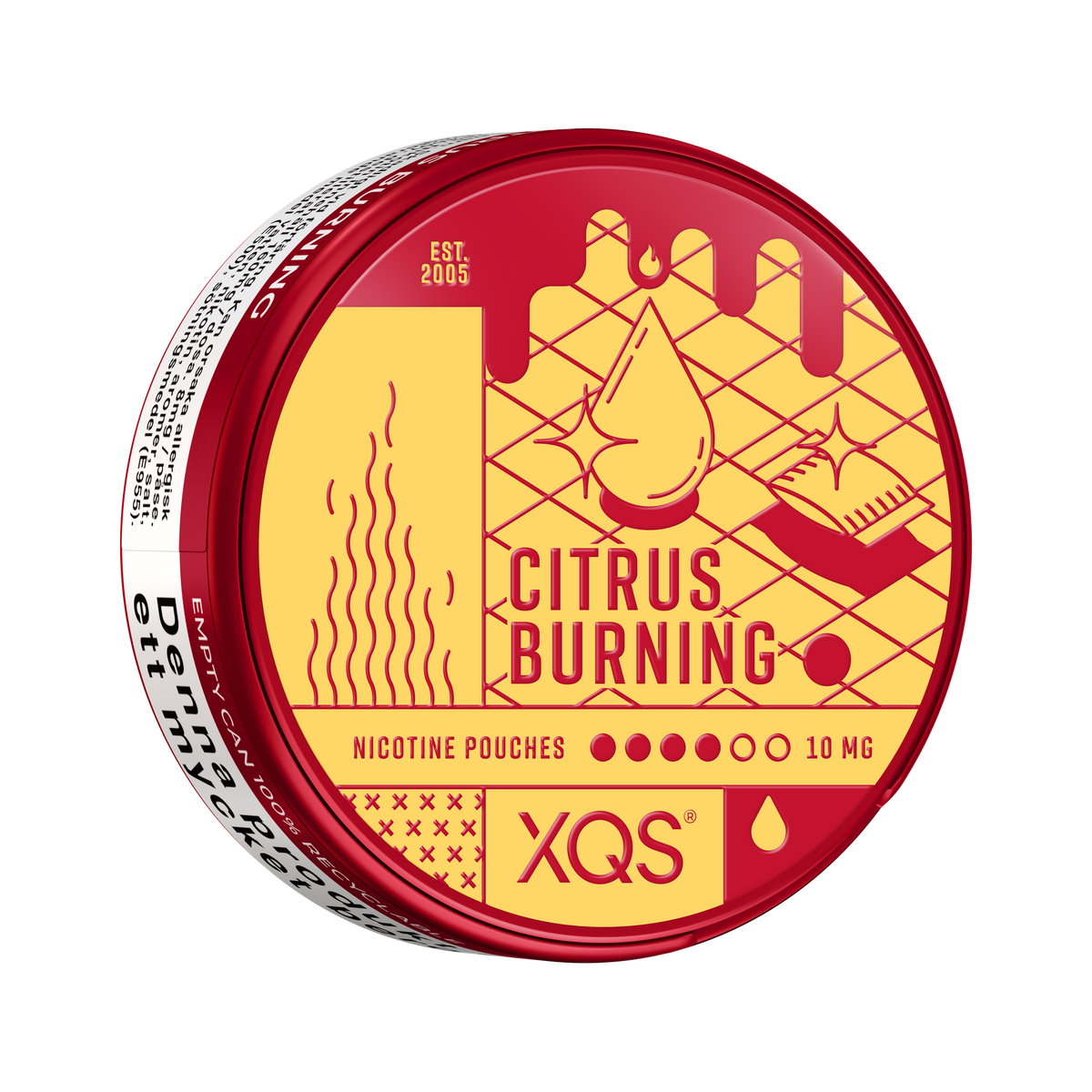 XQS Citrus Burning Slim 10 mg, envase, vista lateral derecha