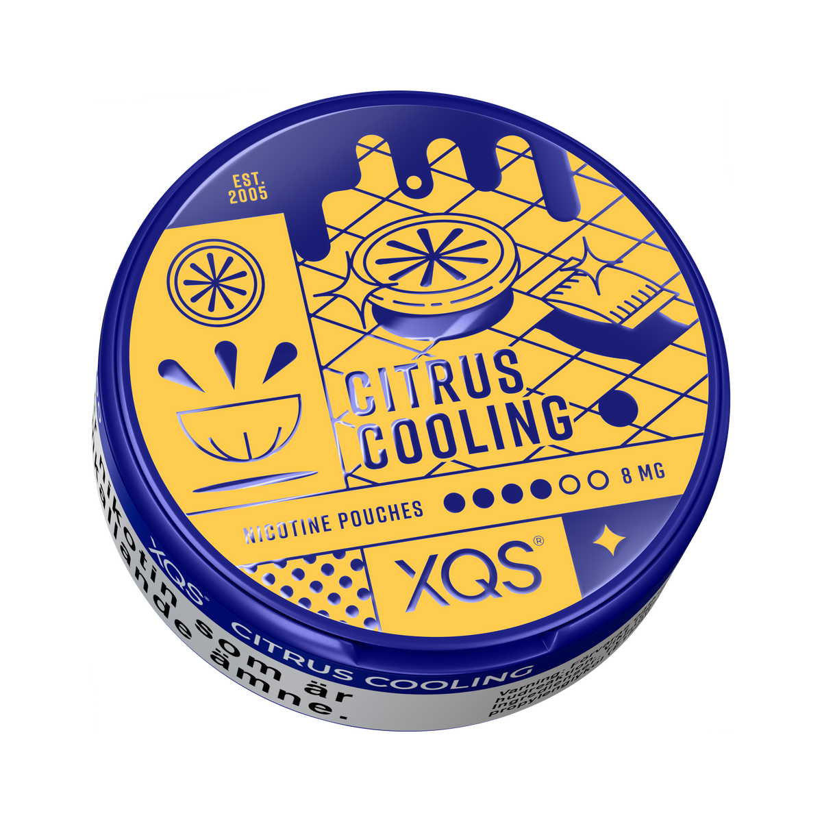 XQS Citrus Cooling 8mg, envase, vista desde abajo