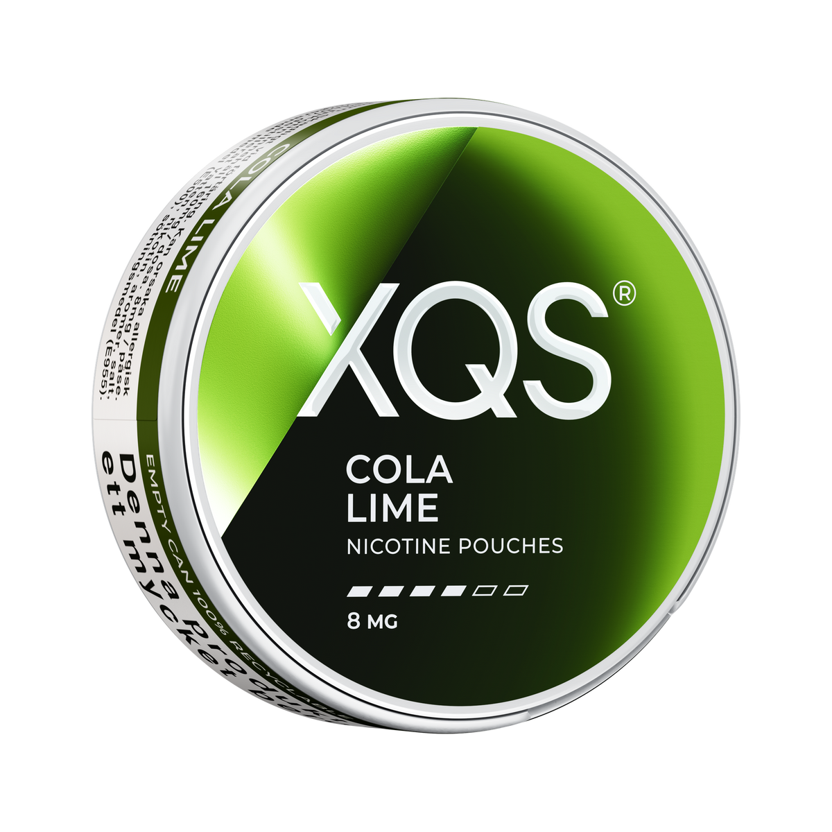 XQS Cola Lime 8mg, envase, vista lateral derecha