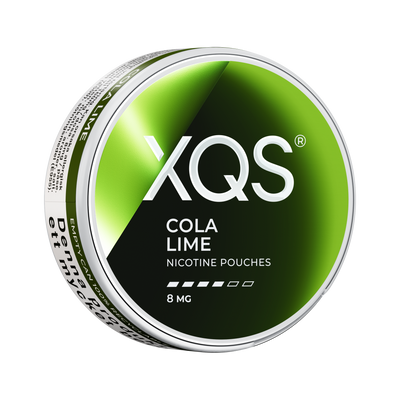 XQS Cola Lime 8mg, envase, vista lateral derecha