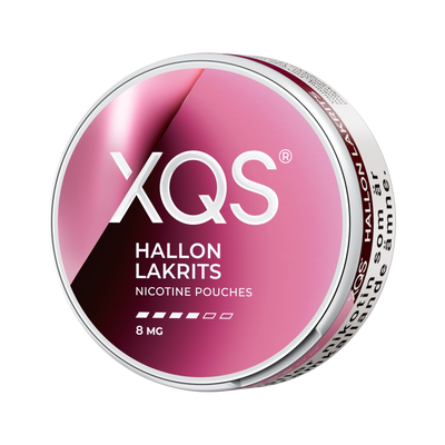 XQS Hallon Lakrits 8mg, Dose, linke Seitenansicht