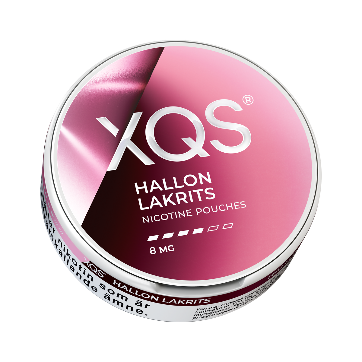 XQS Hallon Lakrits 8mg, Dose, Ansicht von unten