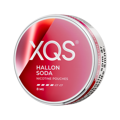 XQS Hallonsoda 8mg, envase, vista lateral izquierda