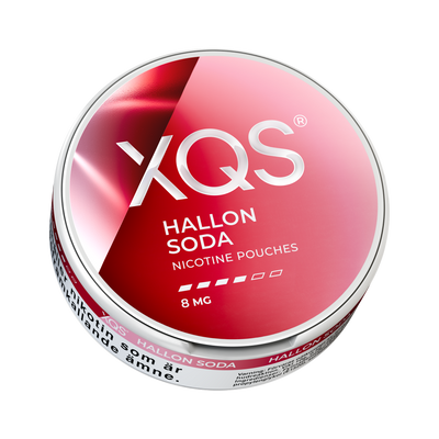 XQS Hallonsoda 8mg, envase, vista desde abajo