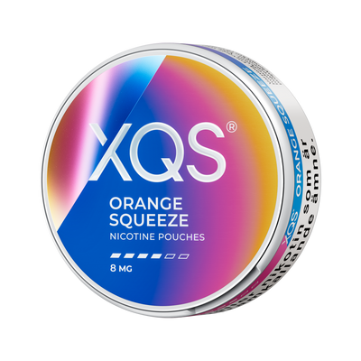 XQS Orange Squeeze 8mg, envase, vista lateral izquierda