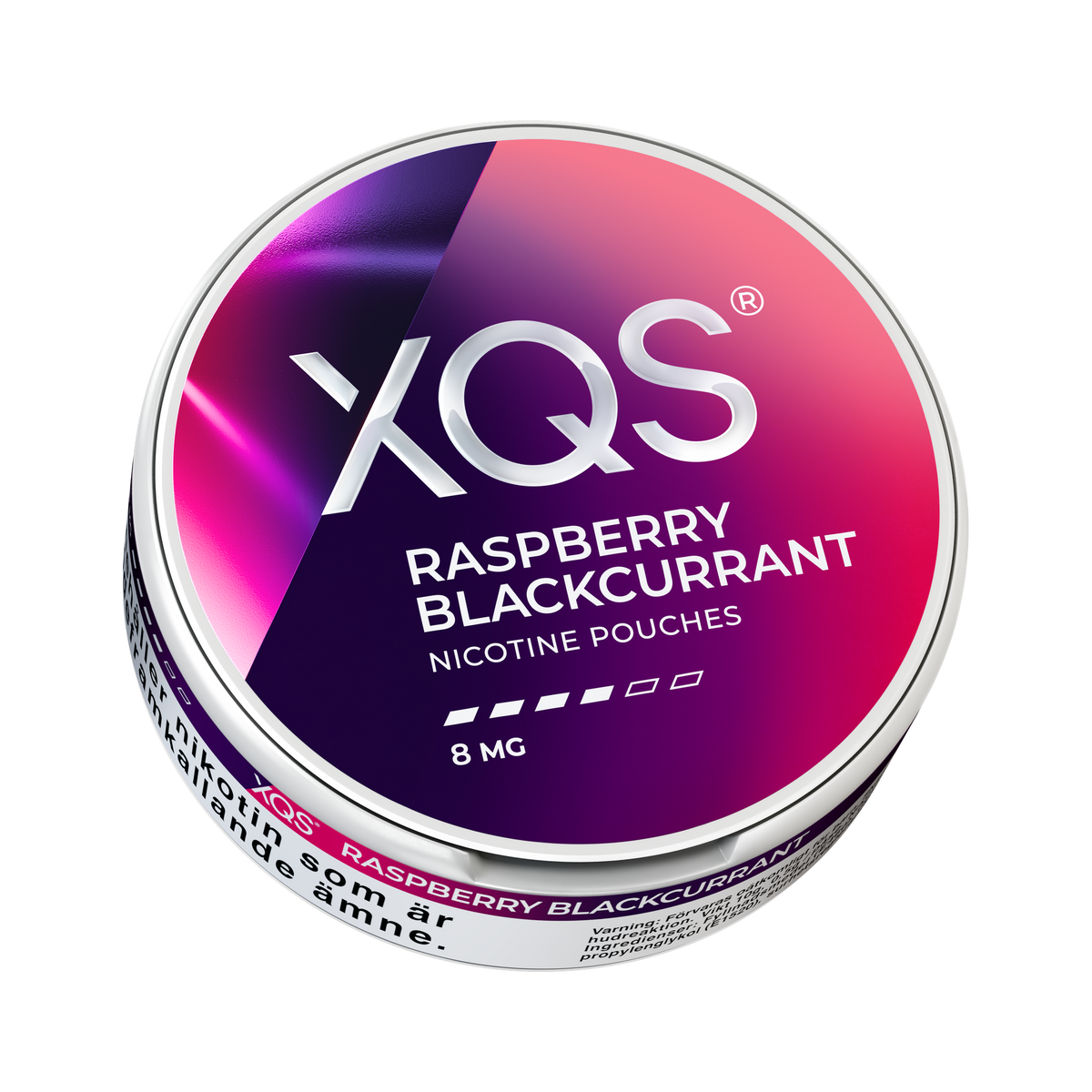 XQS Raspberry Blackcurrant 8mg, Dose, Ansicht von unten