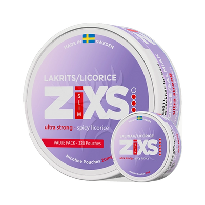 Zixs Lakrits Jumbo Can, envase, vista frontal